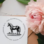 Rücksendeadresse für Vintage Shire-Pferde Gummistempel<br><div class="desc">Dieses Vintage,  wunderschöne Shirdpferd-Design ist umgeben von einem bewusst verwitterten Schriftart mit kleinen Kaps,  der einen klassischen antiken Stil erzeugt.</div>
