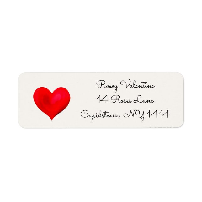 Rücksendeadresse für Wasserfarben Rotes Herz (Vorne)