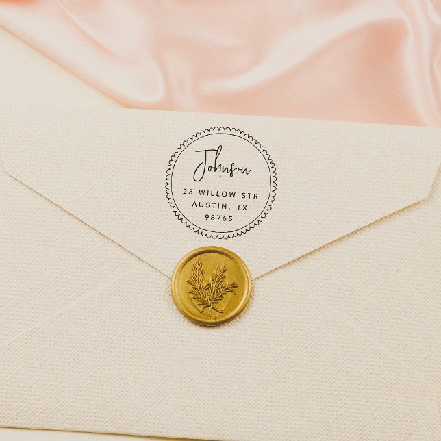 Rücksendeadresse für whimsical Frame Script Gummistempel (Stamp Mock-up)