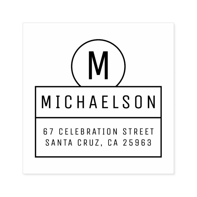 Rücksendeadresse für zeitgenössische Monogram-Fami Gummistempel (Prägung)