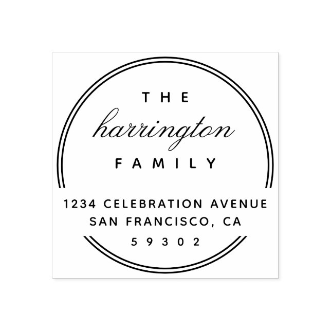 Rücksendeadresse für zirkuläre Grenzskriptfamilie Gummistempel (Prägung)