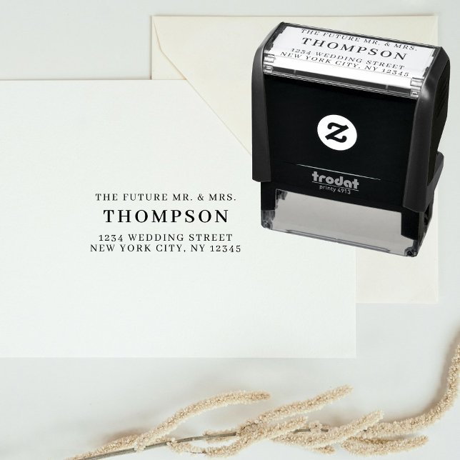 Rücksendeadresse Future Frau Wedding Permastempel (Return Address Future Mr. Mrs. Wedding Self-inking Stamp)