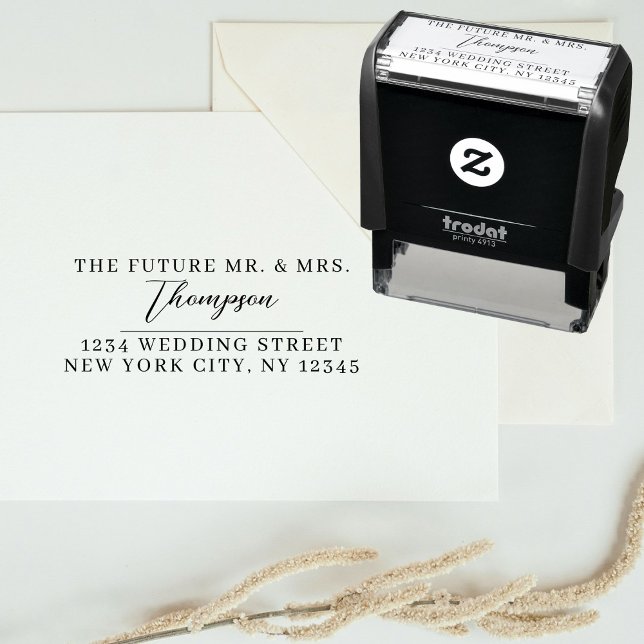 Rücksendeadresse Future Frau Wedding Script Permastempel (Return Address Future Mr. Mrs. Wedding Script Self-inking Stamp)
