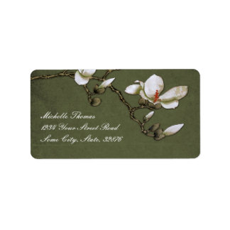 Rücksendeadresse Green und White Magnolia Adressaufkleber