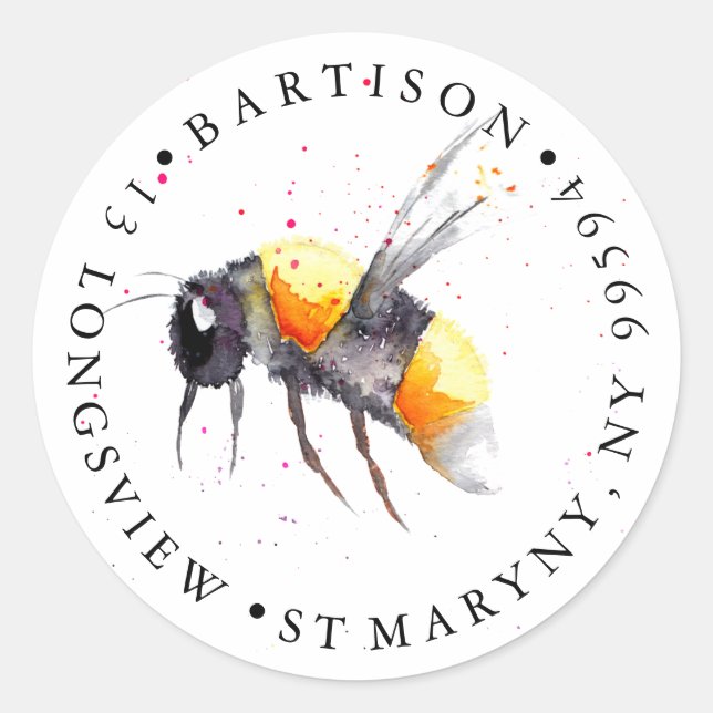 Rücksendeadresse Handmade mit Liebe Firmenname Bie Runder Aufkleber (Vorderseite)