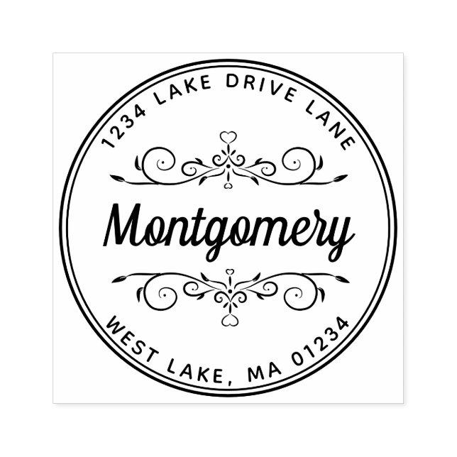 Rücksendeadresse Herz Moderner Name der Skriptfami Gummistempel (Prägung)