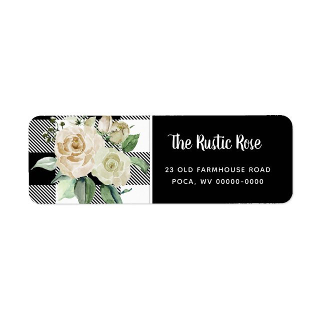 Rücksendeadresse im Schwarz-Weiß-Bauernstil (Vorne)