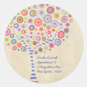 Rücksendeadresse Kandy Retro Tree Label Aufkleber