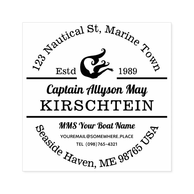 Rücksendeadresse Kapitän Mermaid Meeresmeer Gummistempel (Prägung)