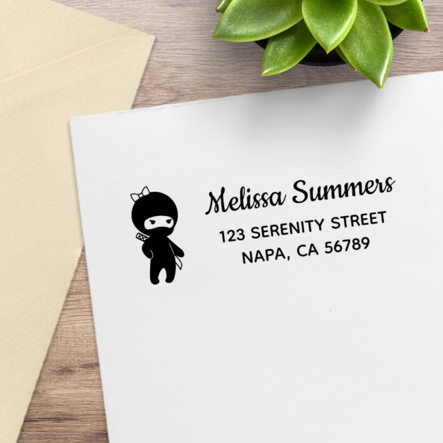 Rücksendeadresse kleines Ninja-Mädchen Gummistempel (Von Creator hochgeladen)
