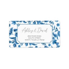 Rücksendeadresse Label Wedding Chintz Blue & White Adressaufkleber