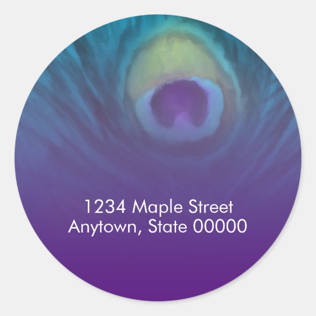Rücksendeadresse Lila Aquamariner Pfau Runder Aufkleber (Vorderseite)