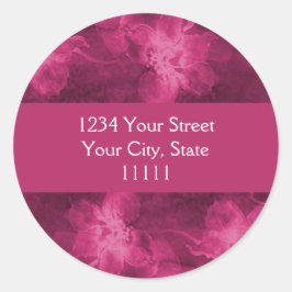 Rücksendeadresse Magenta Pink Aquarellfarben Blume Runder Aufkleber