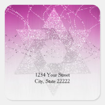 Rücksendeadresse Magenta Pink Glittery Star von Da