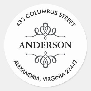 Rücksendeadresse mit dekorativem Emblem Runder Aufkleber