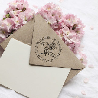 Rücksendeadresse mit floralen benutzerdefinierten  gummistempel