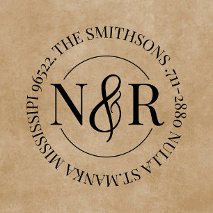 Rücksendeadresse mit Monogramm Familienname Gummistempel
