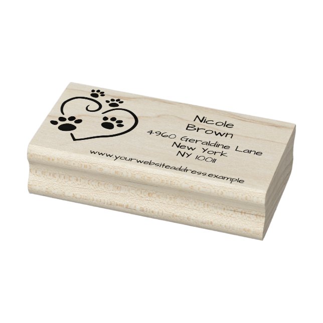 Rücksendeadresse mit Paw Prints & Heart Gummistempel (Stempel)