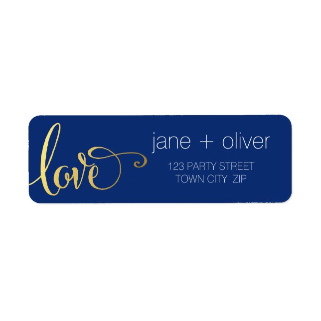 RÜCKSENDEADRESSE moderne Liebe Schrift Typ gold bl (Vorne)