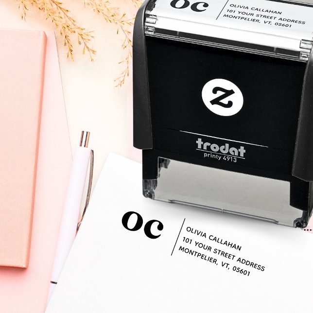 Rücksendeadresse Moderne Minimalistische Monogramm Permastempel (Von Creator hochgeladen)