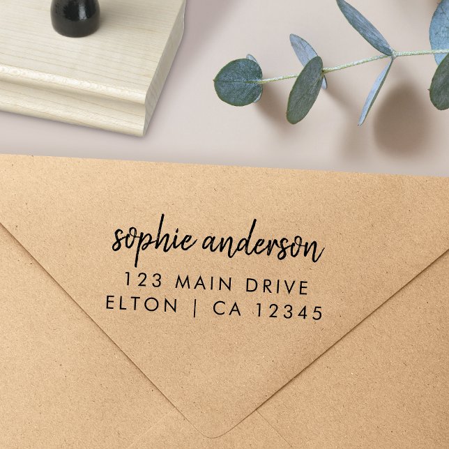 Rücksendeadresse | Moderner Minimalistischer Skrip Gummistempel (Von Creator hochgeladen)