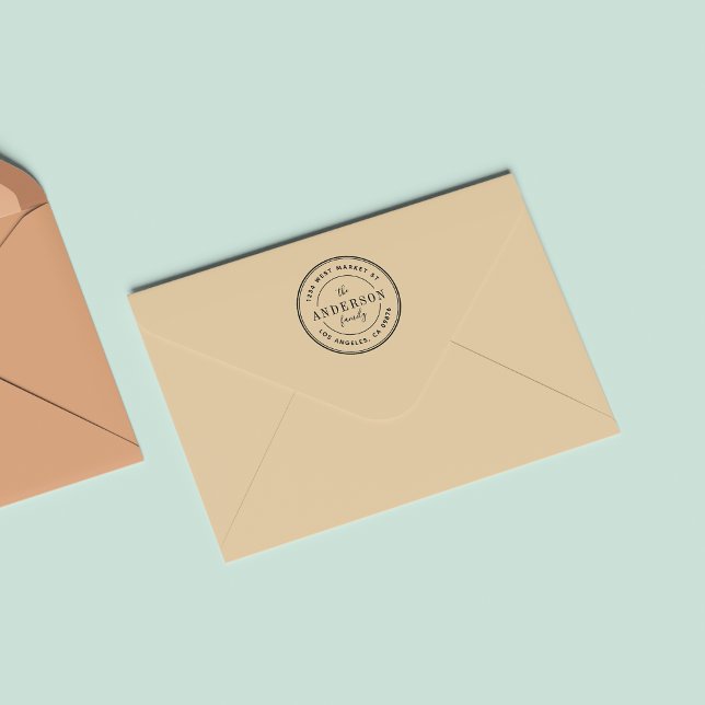 Rücksendeadresse moderner Round-Logo-Familienname Permastempel (Von Creator hochgeladen)