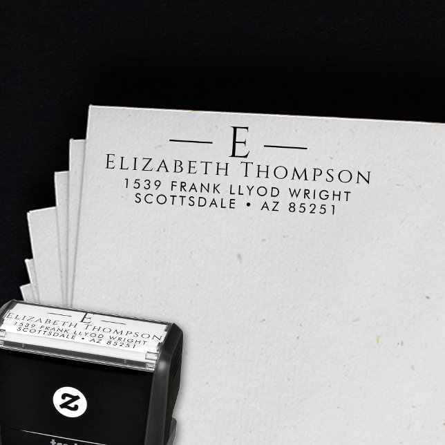 Rücksendeadresse Modernes, elegantes Monogramm ind Permastempel (Von Creator hochgeladen)