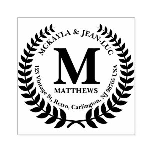Rücksendeadresse Monogram Classic Laurel Wreath Gummistempel