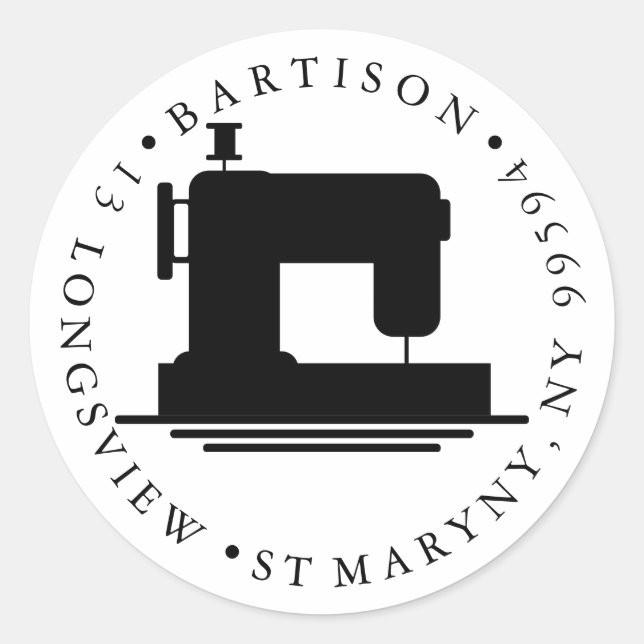 Rücksendeadresse Nähen Handmade Firmenname Classi Runder Aufkleber (Vorderseite)