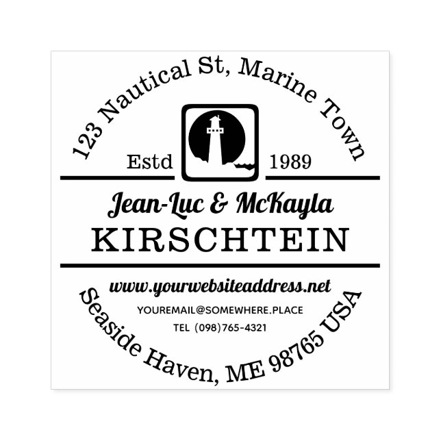 Rücksendeadresse Nautical Lighthouse Seaside Ocean Gummistempel (Prägung)