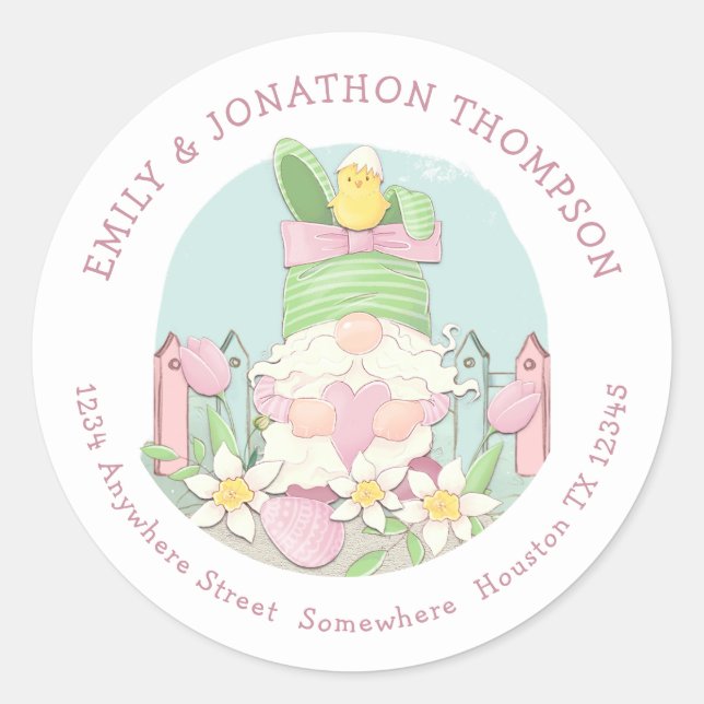 Rücksendeadresse niedlicher Ostergenom Aquamarin r Runder Aufkleber (Vorderseite)