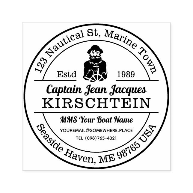Rücksendeadresse Old Bartsea Captain Boat Helm Gummistempel (Prägung)