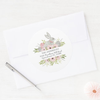 Rücksendeadresse Ostern Bunny & Eggs Runder Aufkleber