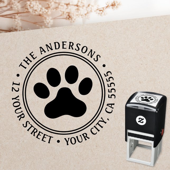 Rücksendeadresse Permastempel (Pet paw print return address self-inking stamp)