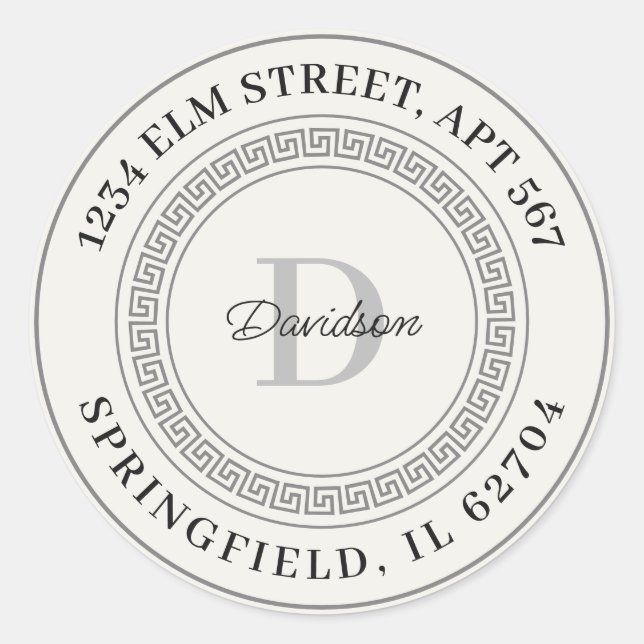 Rücksendeadresse personalisiert Name Monogram Runder Aufkleber (Vorderseite)
