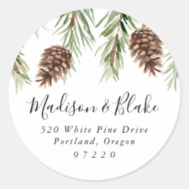 Rücksendeadresse Pinecone Runder Aufkleber