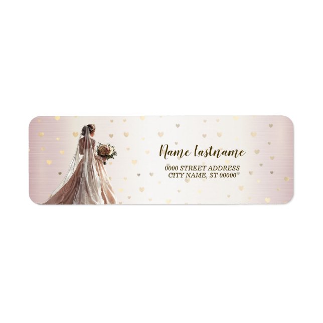 Rücksendeadresse Rose Winter Wedding Bride Golden (Vorne)