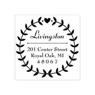 Rücksendeadresse Round Laurel Wreath Gummistempel