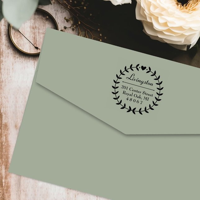 Rücksendeadresse Round Laurel Wreath Permastempel (Von Creator hochgeladen)