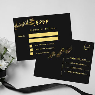 Rücksendeadresse-RSVP-Karte für Schwarzes Gold-Mus Postkarte