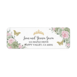 Rücksendeadresse "Sage Green Pink Floral Quinceane