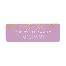 RÜCKSENDEADRESSE schicke rustikale Goldfetti lila