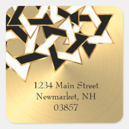 Rücksendeadresse Schwarz-weiß Star von David Gold Quadratischer Aufkleber