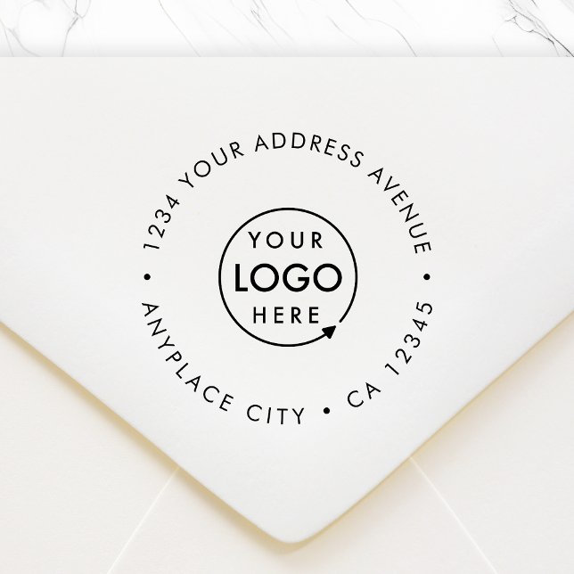 Rücksendeadresse-Stempel mit Firmenlogo 2,5" Gummistempel (Company logo round return address rubber stamp for order shipping & small business correspondence)