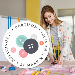 Rücksendeadresse Tasten Nähen Handgefertigte Firma Runder Aufkleber