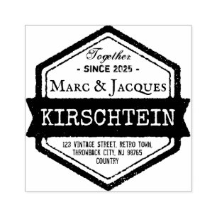 Rücksendeadresse Vintage Logo Name Ribbon Hexagon Gummistempel