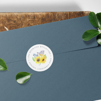 Rücksendeadresse von Blumenfeldern Runder Aufkleber