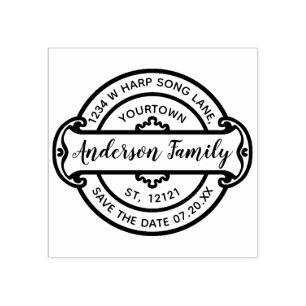 Rücksendeadresse von Familiennamen   Elegant Save  Gummistempel