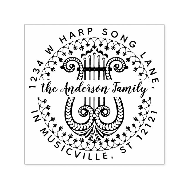 Rücksendeadresse von Familiennamen | Elegante Verz Permastempel (Design)