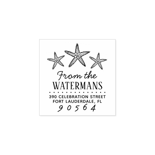 Rücksendeadresse von handgezeichnet Starfish-Famil Gummistempel (Prägung)